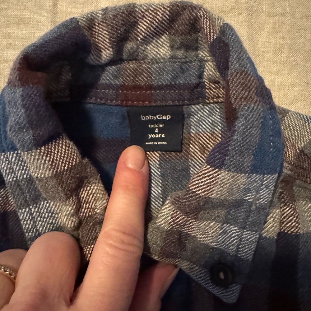 Baby Gap Button Down Flannel Shirt Size 4 - Picture 3 of 5